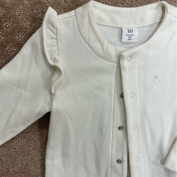 Baby Gap Set Off-White Long Sleeve Cardigan Sweater and Sweatpants 18-24 Months - Picture 6 of 14